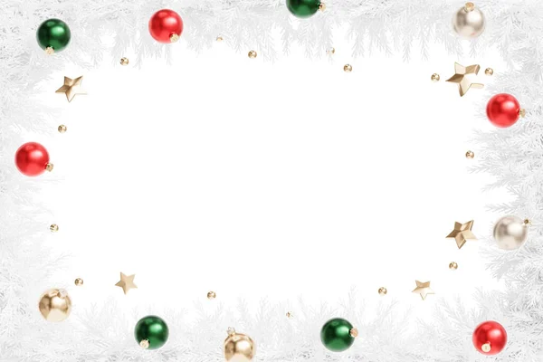 Baubles Christmas Wreath Frame Holidays Card Render Stock Picture