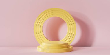 Pembe arka planda podyum ya da kaide, 3D görüntüleme