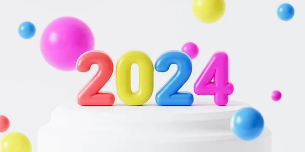 Nieuwjaar Vakantie Achtergrond 2024 Nummers Render Rechtenvrije Stockafbeeldingen