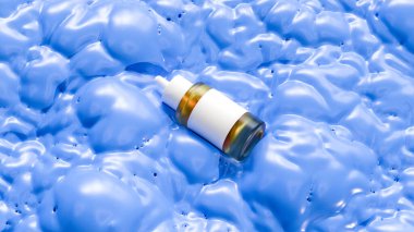 Düşürme şişesi maketi, ürün şablonu, soyut arkaplan, 3D görüntüleme