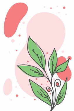 Doğa desenli bir kartpostal şablonu. Bir bitkiyle arka plan