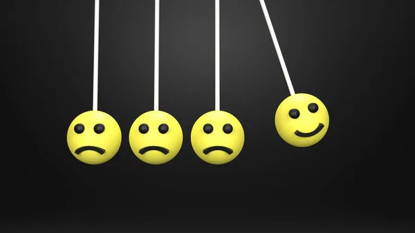 Ilustracja Koncepcja Pracy Zespołowej Emotikonem Szczęśliwy Smutny Tylko Jeden Emotikony — Zdjęcie stockowe