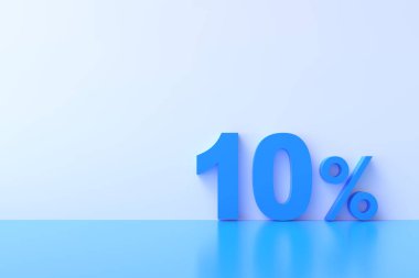 Üç boyutlu görüntüleme. Pastel mavi arka planda mesajlaşmak için% 10 indirimli. Özel Teklif% 10 indirim etiketi. Süper satış teklifi ve en çok satanlar. 