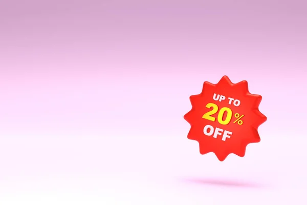 Rendering Percent Discount Icon Free Space Texting Pastel Pink Background — Stock Photo, Image