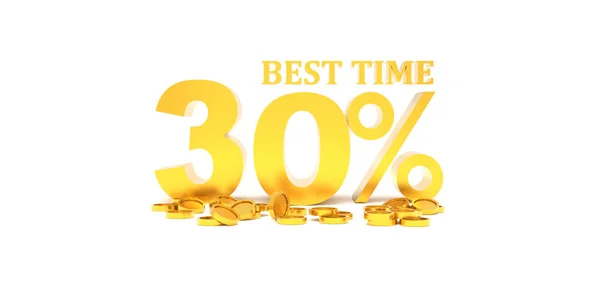 Rendering Percent Gold Coin White Background Special Offer Discount Tag — Photo