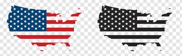 Flagge Der Usa Kartenform Auf Transparentem Hintergrund Vektorillustration — Stockvektor