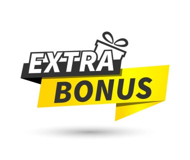 Vector Illustration Red Extra Bonus Label. Modern Web Banner Element With Gift. Vector illustration