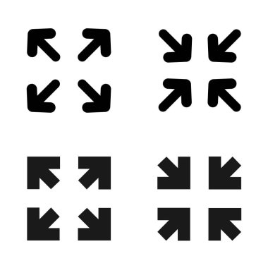 Full screen and exit full screen icon set. Vector illustration