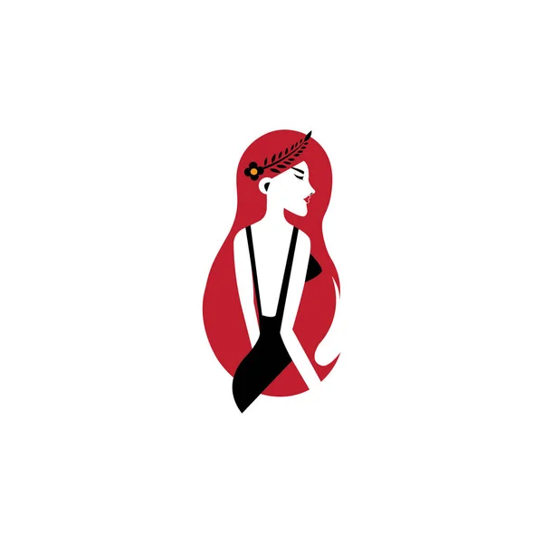 Donna Logo Bellezza Semplice Disegno Vettore Illustrazione Moda — Vettoriale Stock