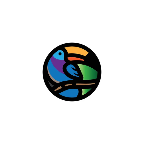 Kuş Logosu Renkli Daire Vektör Çizimi Tasarımı — Stok Vektör