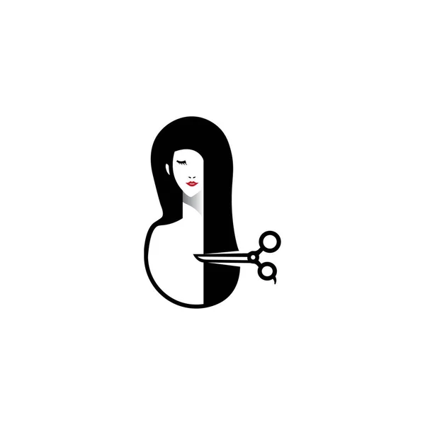 Damen Salon Logo Weiblicher Friseurschnitt Illustration Vektor Design — Stockvektor