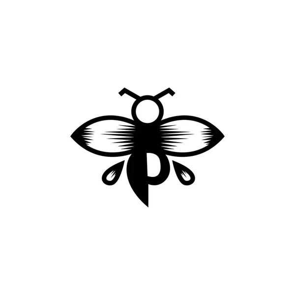 Logo Awal Lebah Vektor Gambar Desain - Stok Vektor