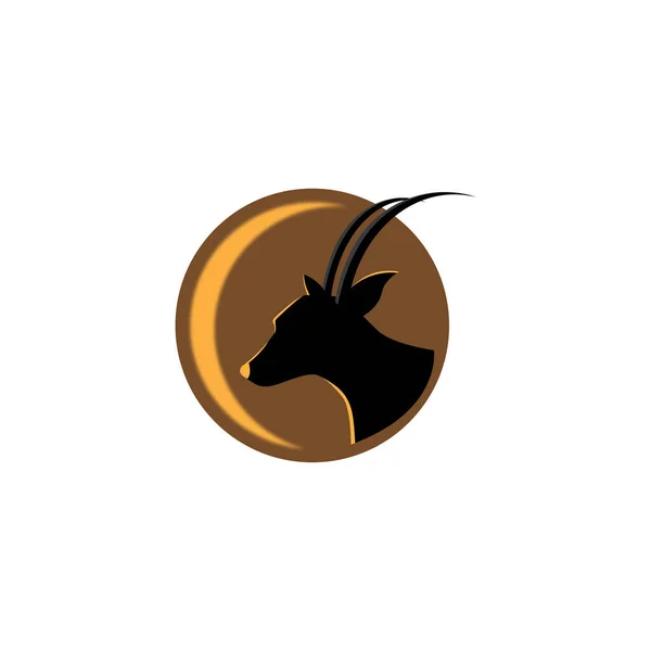 Veado Cabeça Logotipo Círculo Ilustração Design Vetor — Vetor de Stock