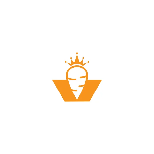 Mrkev Král Logo Ilustrace Koruna Design Vektor — Stockový vektor