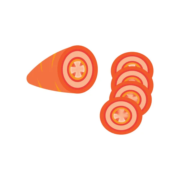 Іконка Скибочками Моркви Колір Ілюстрації Дизайну Вектор — стоковий вектор