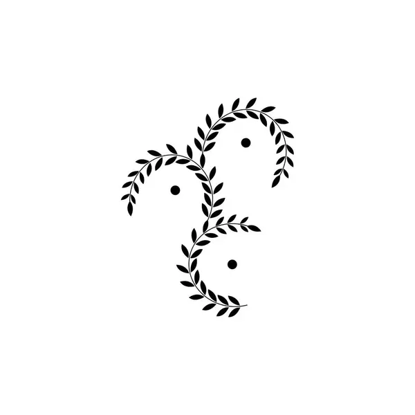 Frunze Ornament Decorare Negru Design Vector — Vector de stoc