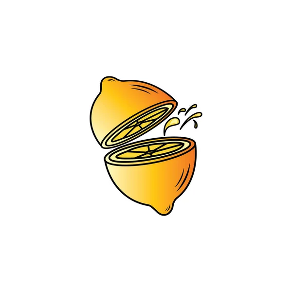 Citron Illustration Logotyp Ikon Design Färg Vektor Clipart — Stock vektor