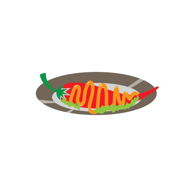 Czerwony Chili Logo Wektor Ilustracja Projekt Żywności — Wektor stockowy