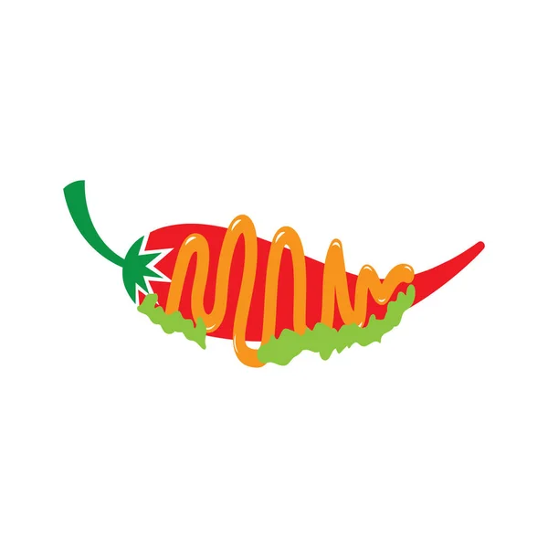 Rojo Chile Logo Vector Ilustración Diseño Alimentos — Archivo Imágenes Vectoriales