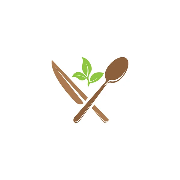 Cuchillo Cuchara Logotipo Ilustración Restaurante Diseño Plantilla — Vector de stock