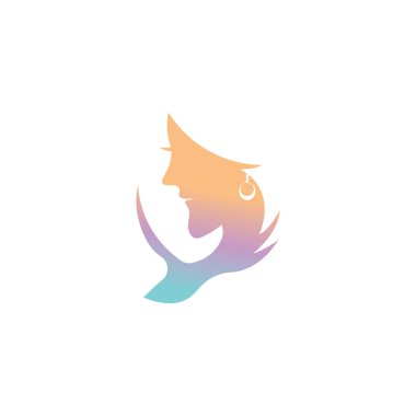 Güzel kadın soyut logo tasarımı vektör illüstrasyon moda