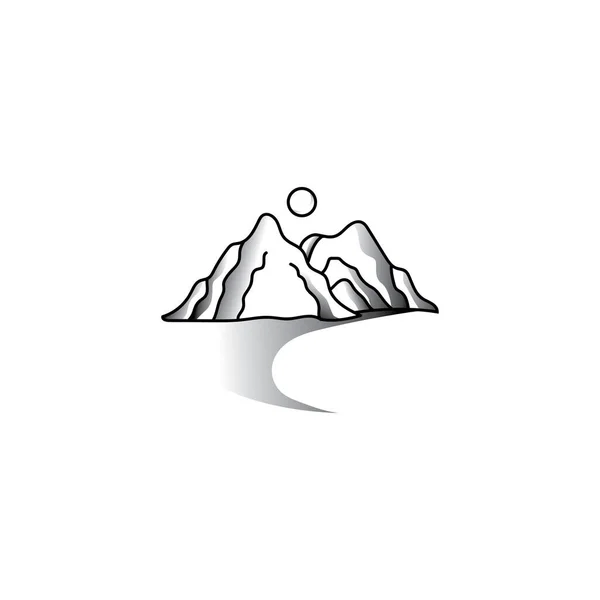 Berg Logotyp Minimalistisk Landskap Illustration Design Vektor — Stock vektor