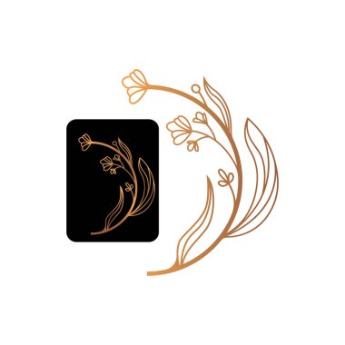 flower plant logo nature line illustration elegant vector design