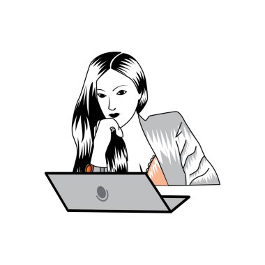 beautiful woman with laptop illustration activity abstract vector design