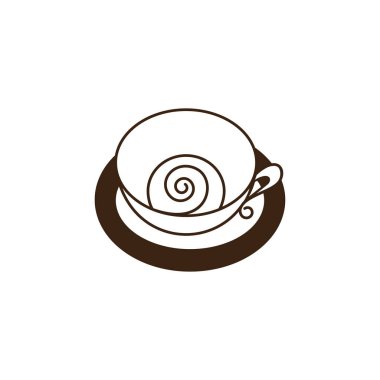 coffee cup logo template design line abstract color vector illustration