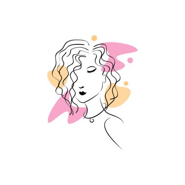 beautiful woman abstract line illustration ornament design with vector elements