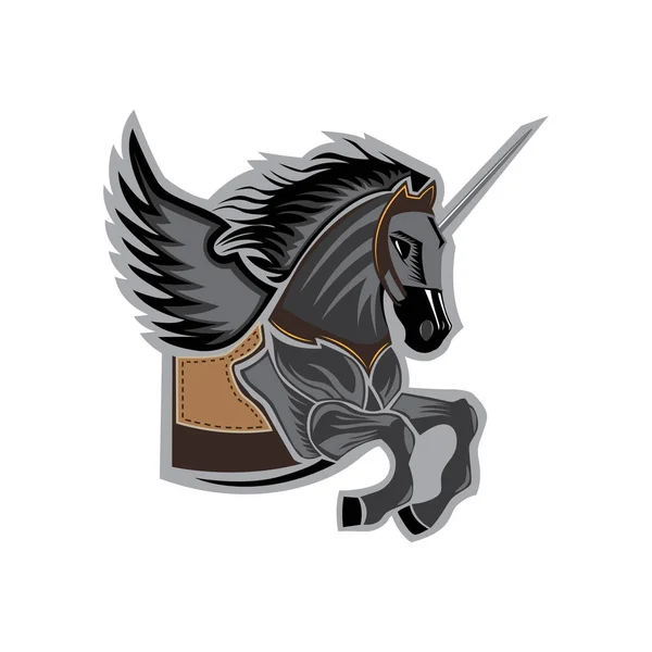 Fliegende Pferdeflügel Symbol Farbe Illustration Maskottchen Vektor Logo Design — Stockvektor