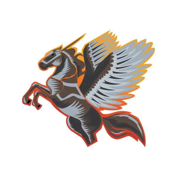 Крылья Летающей Лошади Иконка Цвета Иллюстрации Талисман Вектор Логотип Дизайн Лицензионные Стоковые Векторы