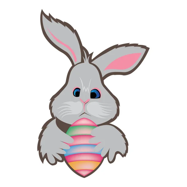 Иконка Кролика Иллюстрации Цветовой Дизайн Счастливый Холдинг Мяч — стоковый вектор