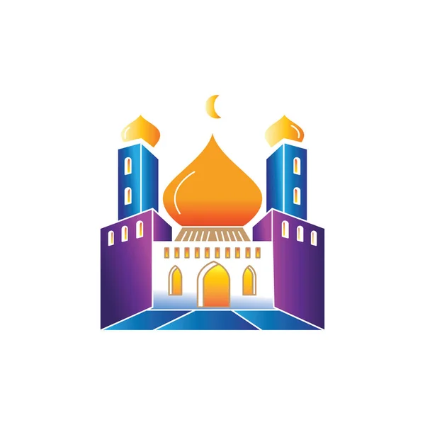 Warna Ikon Masjid Ilustrasi Ramadan Desain Simbol Vektor - Stok Vektor