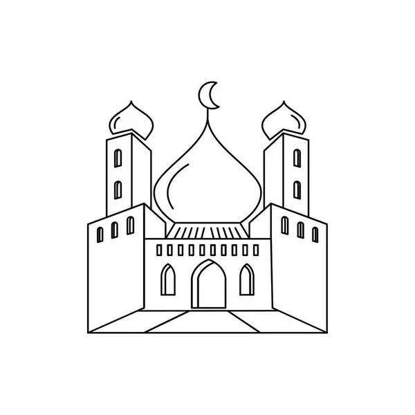 モスクのアイコン線イラストラマダーン記号ベクトルデザイン — ストックベクタ