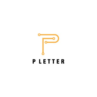 P harfi logo şablonu elektronik tasarım vektör çizimi