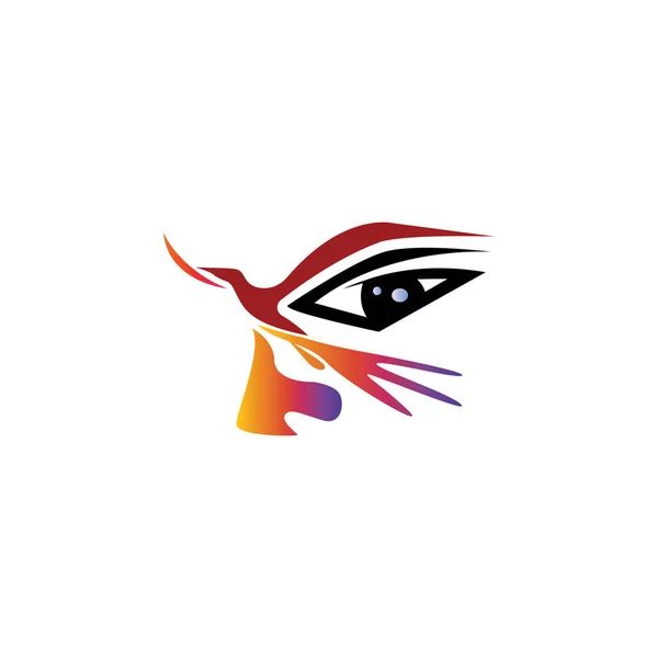 Insan Yüzlü Kuş Logosu Illüstrasyon Renk Vektörü Tasarımı — Stok Vektör