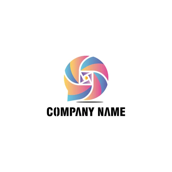 Chat Cámara Lente Logo Diseño Color Ilustración Diseño Web Vector — Vector de stock