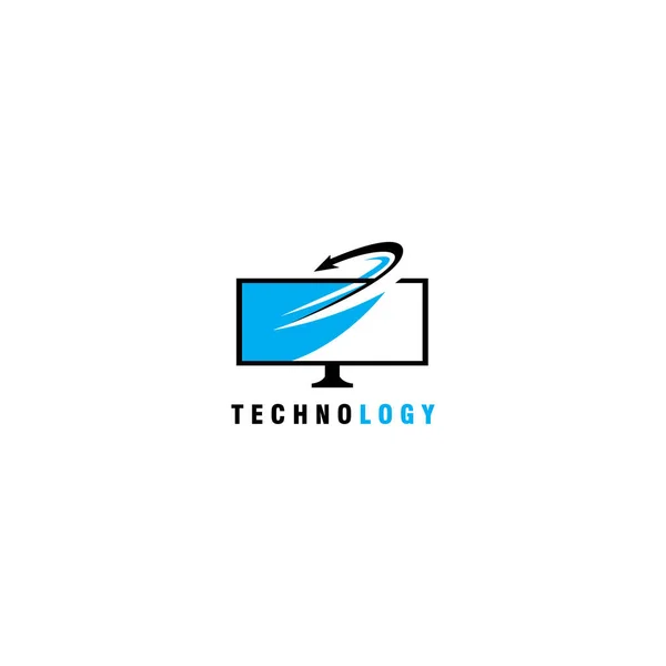 Monitor Ícone Logotipo Modelo Design Tecnologia Vetor Ilustração —  Vetores de Stock