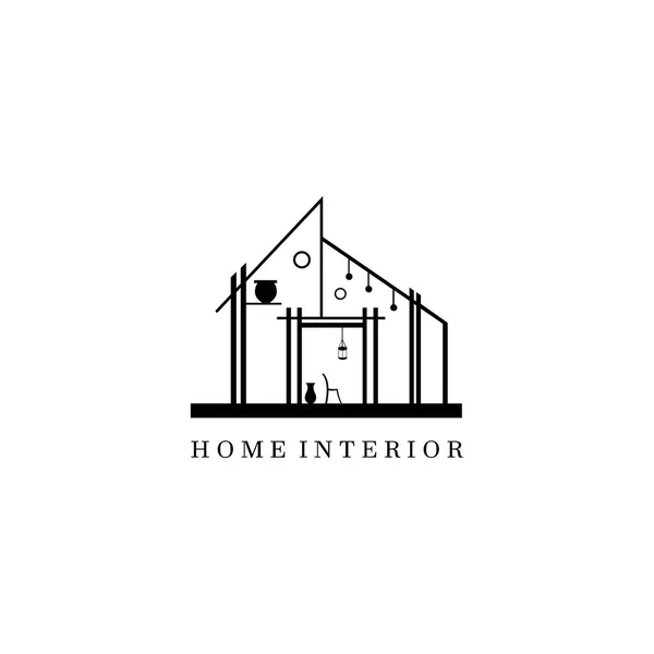 Interieur Abstract Logo Design Huis Vector Illustratie — Stockvector