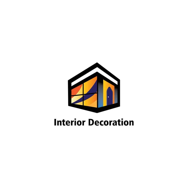 Interior Abstrato Logotipo Design Casa Vetor Ilustração — Vetor de Stock