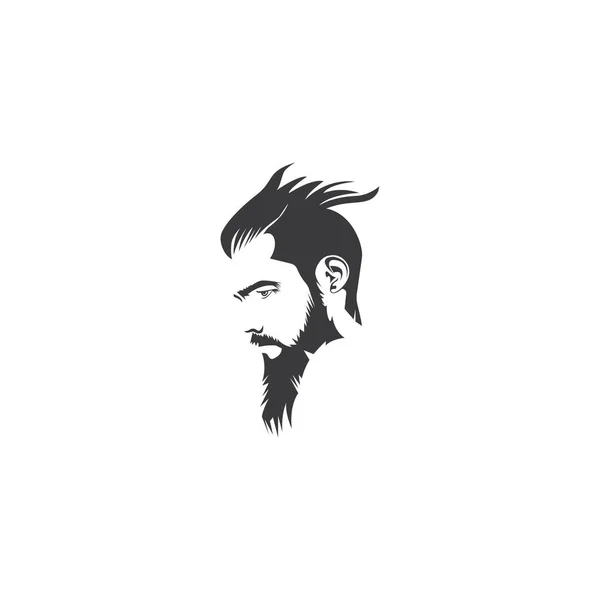 Brodaty Mężczyzna Twarz Bokiem Logo Abstrakcyjny Ilustracja Projekt Wektor — Wektor stockowy