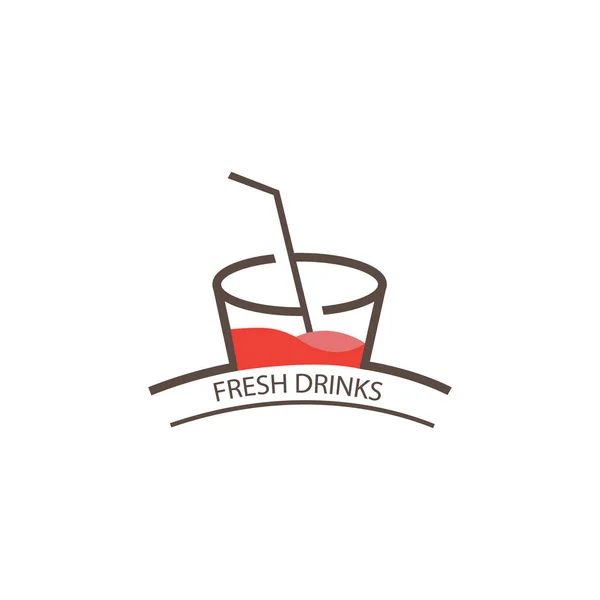 Juice Drink Logo Design Abstract Line Vector Illustration — Stock Vector
