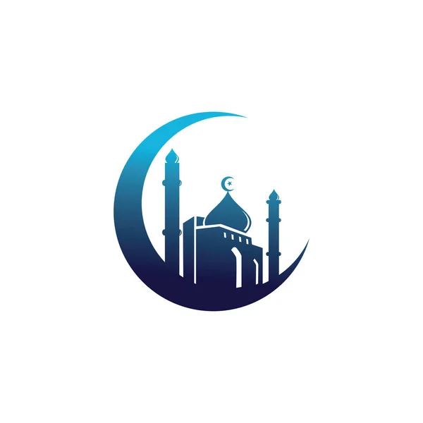 モスク宗教ロゴテンプレート抽象的なムーンスターイラストデザイン — ストックベクタ
