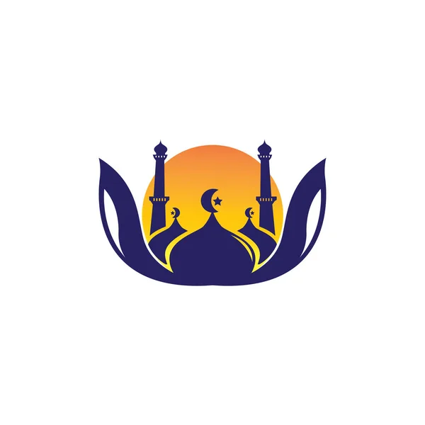 モスク宗教ロゴテンプレート抽象的なベクターイラストデザイン — ストックベクタ