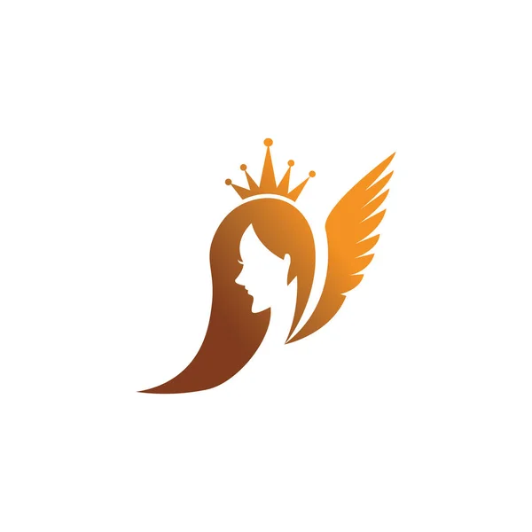 Красива Корона Ангел Логотип Шаблон Розкішний Абстрактний Дизайн Крила — стоковий вектор