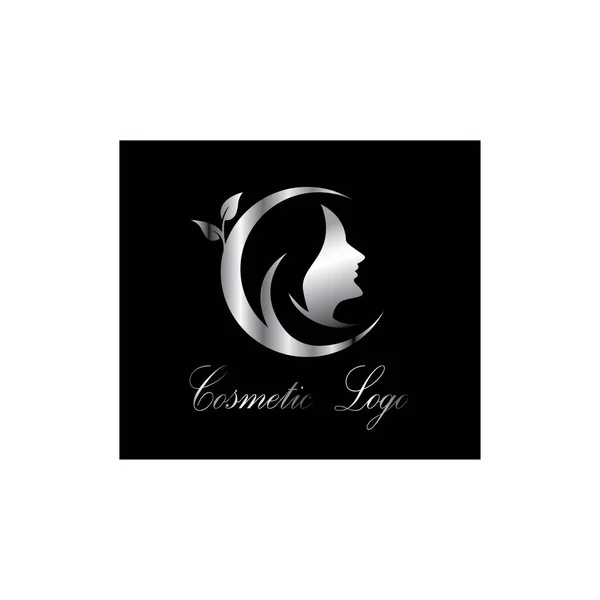 Schoonheid Logo Template Luxe Illustratie Van Vrouw Gezicht Blad Cirkel — Stockvector