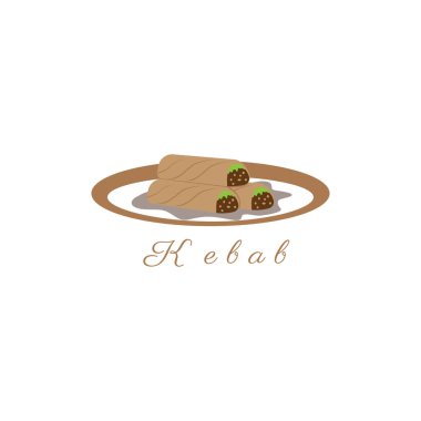 Kebap yemek logosu tasarım vektör çizimi