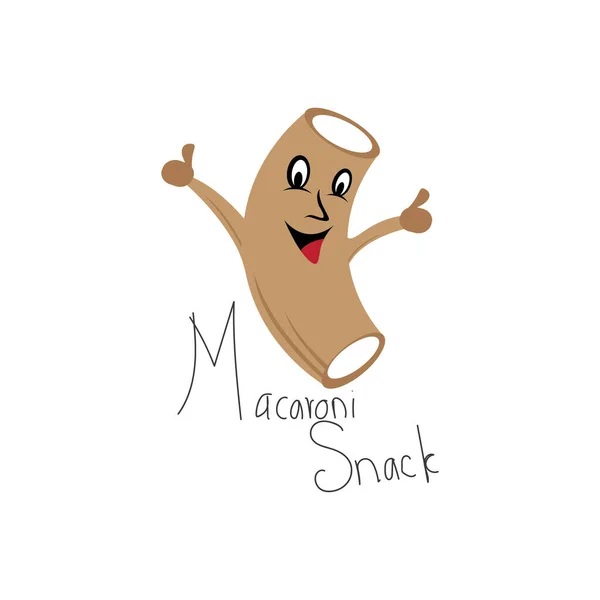 Macaroni Logotyp Söt Karaktär Mellanmål Mat Vektor Färg Illustration Design — Stock vektor