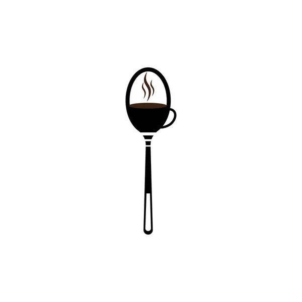 Caffè Cucchiaio Creativo Logo Astratto Vettore Illustrazione Design — Vettoriale Stock